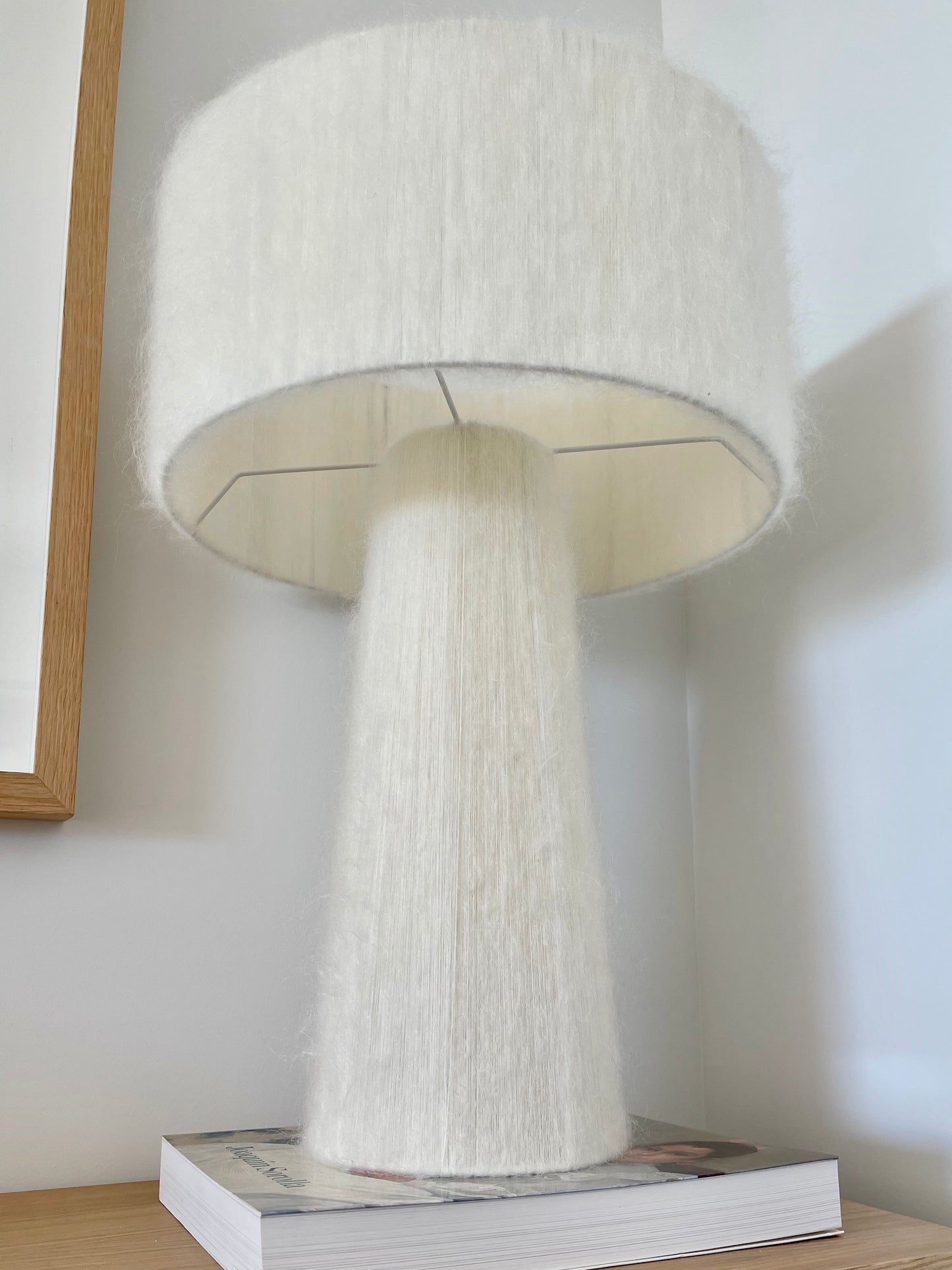 Table lamp electra monochrome white mohair