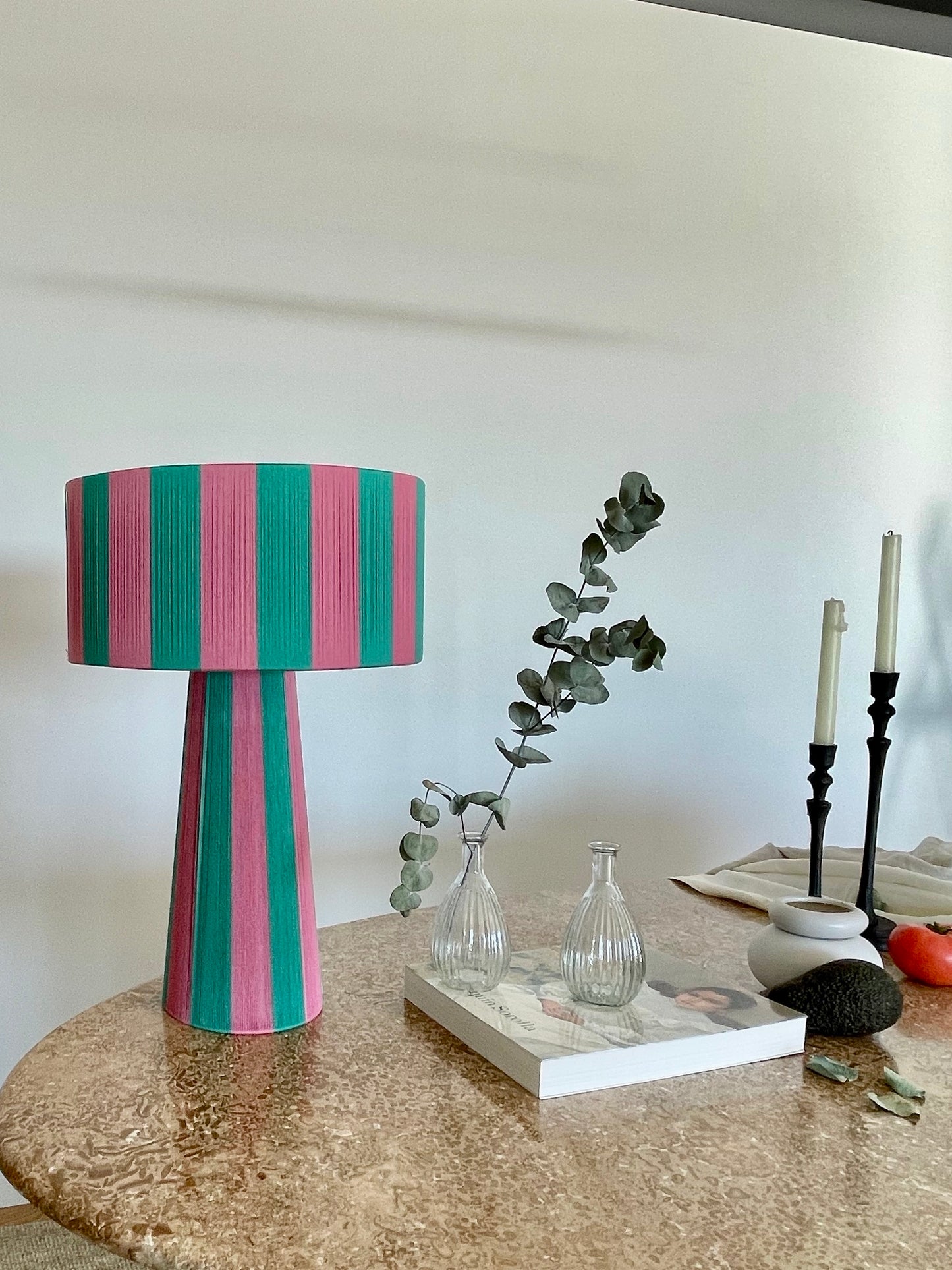 Table lamp electra stripy duo fuchsia & turquoise